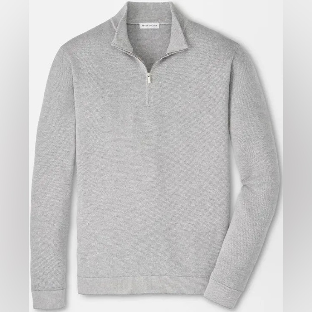 Peter Milar Mens Gray Cotton Quarter Zip size L